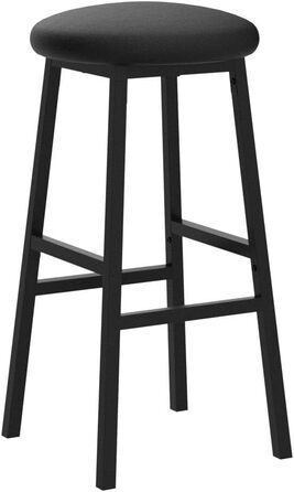 Барний стілець Manahcris, 2 шт. в наборі, 63 см, з PU-оббивкою, з підніжкою, для кухонної стійки, чорний