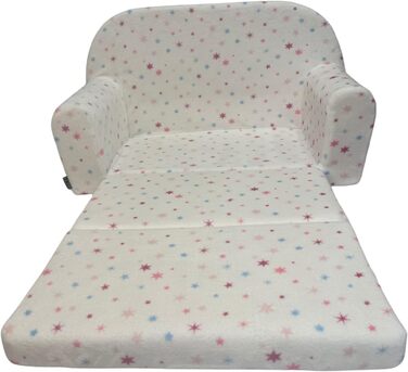 Дитячий розкладний диван FORTISLINE Mini 2в1, 40x78x45 см, для дітей, зі знімним чохлом, поролоновий, мотив Кошеня, плюш зірки
