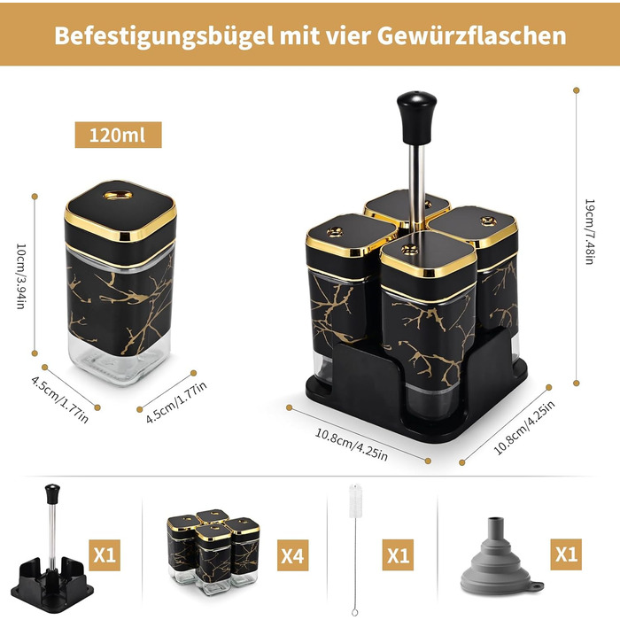 Набір скляних контейнерів для спецій Miorkly з нержавіючої сталі (8 шт.)