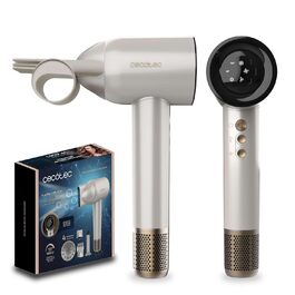 Фен Cecotec DryGlam Waves Champagne з безщітковим мотором та Plasmatechnologie, 1600W, 110000RPM, 4 насадки, Coanda-ефект, цифрова панель, інтелектуальне регулювання температури, функція пам'яті