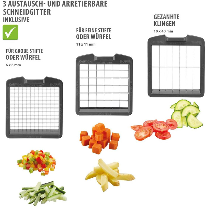 GEFU Трепо - багатофункціональний кухонний нарізчик для овочів, фруктів, сиру та салату (чорний/прозорий)