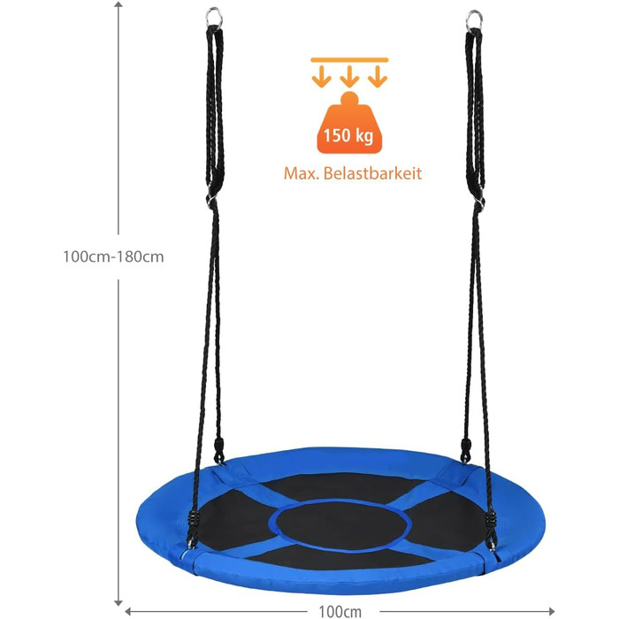 Шоукель DREAMADE для саду: регульована висота, діаметр 100 см, до 150 кг, для дітей та дорослих (блакитний)