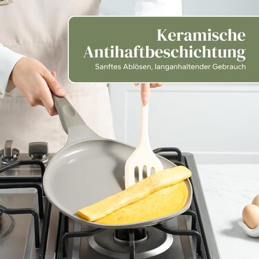 Сковорода для млинців Redchef 26 см, сковорода для омлету з керамічним антипригарним покриттям, без PFOA, PFAS, PFOA, стійка до подряпин, придатна для миття в посудомийній машині (сірий)