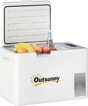 Термобокс Outsunny 22L: Електричний міні-холодильник для авто, кемпінгу, з LED, 12/220V, кремовий