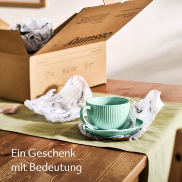 Капучино чашки Cosumy 6 шт. набір - 200 мл, кераміка, смугастий дизайн, миє в посудомийній машині, з ручкою