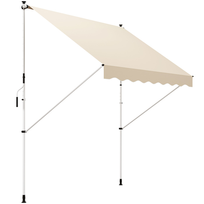Тент Outsunny Folding Arm 300 x 150 см Регульований по висоті Тент Складаний кронштейн Захист від сонця з ручним кривошипом Стійкий до погодних умов Алюміній бежевий