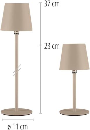 LED настільна лампа SellTec на акумуляторі, USB, біла, диммер, IP54, для саду, кемпінгу, балкону або тераси (пісок)