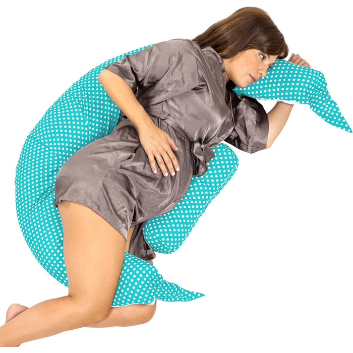 Подушка для годування KOALA BABYCARE XXL Подушка для вагітних Бічна подушка для сну зі 100 бавовняним чохлом - Сертифікований медичний виріб - Позиціонуюча подушка для дорослих - (Сірий - Білий) (XX-Великий, світло-блакитний - Білі точки)