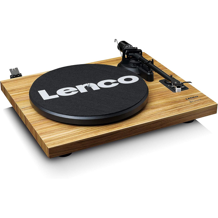Програвач вінілу Lenco LS-500 Hi-Fi з Bluetooth, зовнішні колонки 2x30 Вт, ремінний привід, автозупинка, вбудований передпідсилювач, корпус із МДФ, дуб