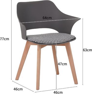 Набір з 4 стільців Albatros для їдальні Aalborg, білий - з масивних букових ніжок, скандинавський ретро-дизайн, зручний стільчик-чаша. Елегантний кухонний стілець, стілець для їдальні до столу білий (сірий)