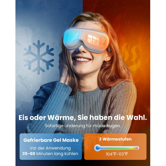 Масажер для очей BOB AND BRAD EyeOasis 3 Elite з підігрівом та охолодженням, маска для очей при мігрені, сухість очей, зняття стресу, покращення сну, подарунок для жінок та чоловіків