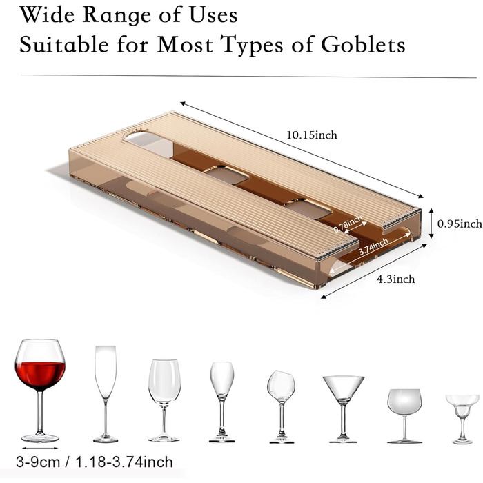 Тримачі для келихів вина Vaisoeny (4 шт), прозорі, для кухні та бару (колір: коричневий, 2 шт в упаковці)