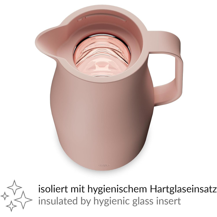 Термос Alfi ECONSCIOUS 1.0л з термоізоляційним вкладишем з біо-пластику, кришкою з поворотним механізмом та кнопкою, для зручного наливання однією рукою, ідеальний для кави та чаю, без BPA (Колір: Powder Rose)