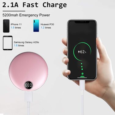 Електричний грілка для рук EXTSUD - портативний зарядний пристрій USB, акумуляторний, легкий, для зими, подарунок для чоловіків та жінок (рожевий)