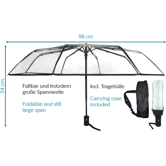 Зірка іскра парасолька прозора Ø98 см комфортна застібка автоматична складна маленька в кишені парасолька прозора для весілля сумки парасолька прозорі маленькі - край чорний