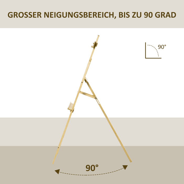 Мольберт HOMCOM Easel Studio з деревини сосни 90° регульований натуральний 51,5x71,5x134,5см для художників та художників