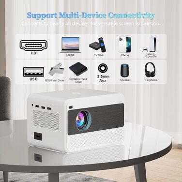 Проектор Smart Beamer WiFi для домашнього кіно, 16000 Люмен Full HD 1080P, електричний фокус, Zoom, Bluetooth, сумісний з iOS/Android/Fire Stick/Laptop/PS5