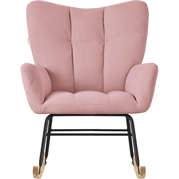 Крісло-гойдалка ML-Design рожевого кольору з оббивкою під фліс, дерев'яні полози, для вітальні, спальні, балкона