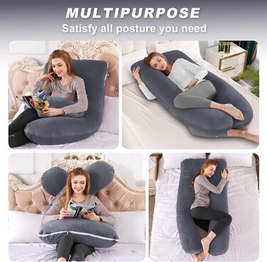 Вагітний подушковий, U-подібний, повноекранний, подушка для годування, подушка підтримки, подушка для вагітних, знімний чохол, 140x70 см (Ліловий, Велюр)