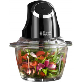 Подрібнювач Russell Hobbs Desire Mini для овочів та цибулі, 500 мл, скляна чаша, матовий чорний, 200 Вт, 24662