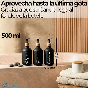 Набір дозаторів для мила в ванну кімнату, матовий чорний, 500 мл, 3 шт. для гелю та шампуню, з воронкою, елегантний та практичний