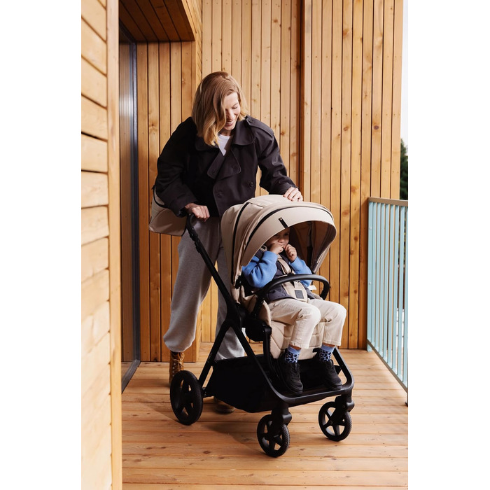 Дитяча коляска MoMi GISELLE 2 в 1 комбінована, сіра, з функцією візка, 5-точкова система безпеки, від народження до 22 кг, з корзиною для покупок, матрацом, дощовиком та пеленатором