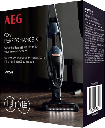 Комплект фільтрів AEG ASKQX9 для QX9 (подвійна упаковка, 1 фільтр перед двигуном, 1 гігієнічний фільтр, пилососний фільтр, що миється, звичайний фільтр