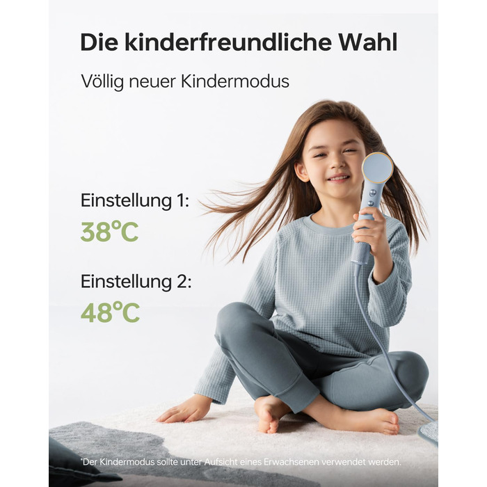 Компактний фен для волосся Laifen Mini з безщітковим двигуном (110 000 об/хв) та іонізацією, швидкий та тихий дорожній фен, синій