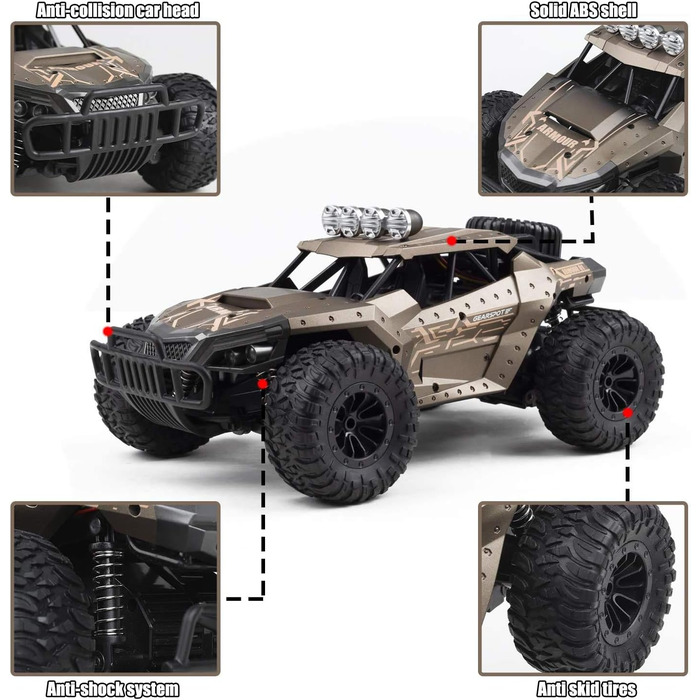 Радіокерований позашляховик Monster Truck 2.4GHz до 20 км/год з двома акумуляторами (60 хв гри), для хлопчиків та дівчаток від 6 років - Модель 2025