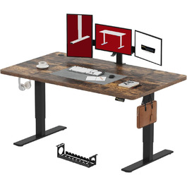 SANODESK Регульований за висотою стіл 180x80 см - ергономічний стіл для стоячи/сидячи з функцією пам'яті для дому/офісу, коричневий, комп'ютерний стіл, Standing Desk