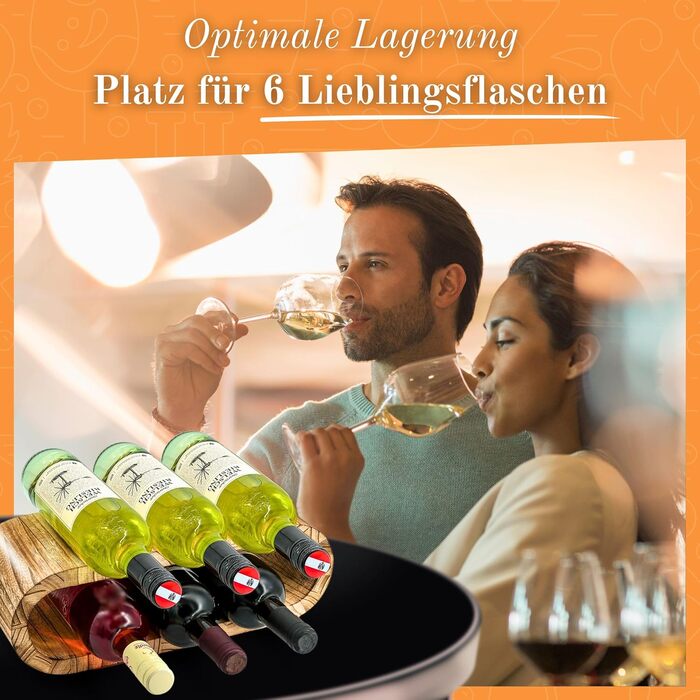 Стильна полиця для вина з дерева, на 8 пляшок, 2 яруси, з сонястим ефектом, злегка олійована, для кухні, їдальні, вітальні