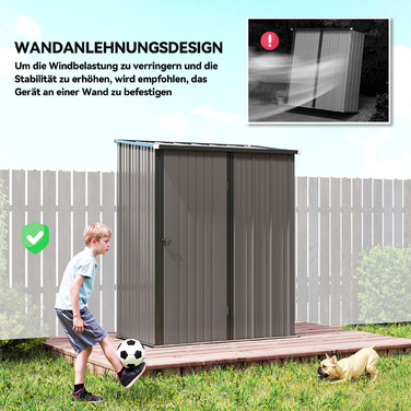 Сарай для інструментів, захищений сарай, закриваються двері, стійкий до погодних умов, 161,5 см x 94,5 см x 196 см, Чорний