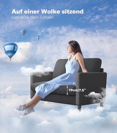 Двомісний диванчик для підліткової кімнати, компактний диван з масиву дерева, сірий колір, 130 см