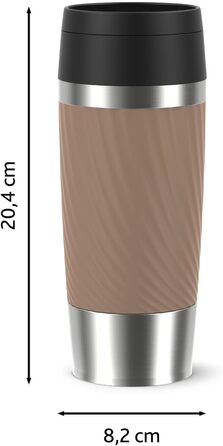 Термокружка Emsa Travel Mug Classic Twist, 0.36 л, коричнева, з кришкою Quick-Press, не протікає, для гарячих та холодних напоїв