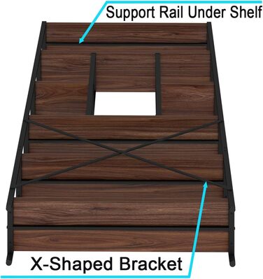 Стелаж LVB з 6 полицями для вітальні, офісу, кухні. Стелаж-стінка з дерева, горіх, 180 см