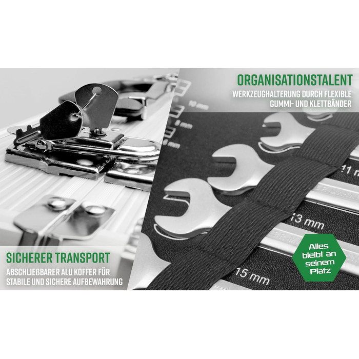 Набір інструментів Brüder Mannesmann 108 предметів в алюмінієвому кейсі: викрутки, плоскогубці, біти, головки, молоток. Сталь Cr-V