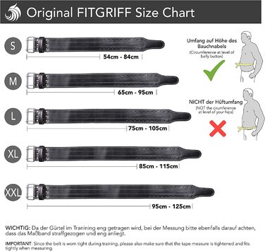 Шкіряний пояс для важкої атлетики Fitgriff - пояс для пауерліфтингу для бодібілдингу, силових тренувань, важкої атлетики-шкіряний пояс для важкої атлетики-для жінок і чоловіків, чорний пояс для пауерліфтингу