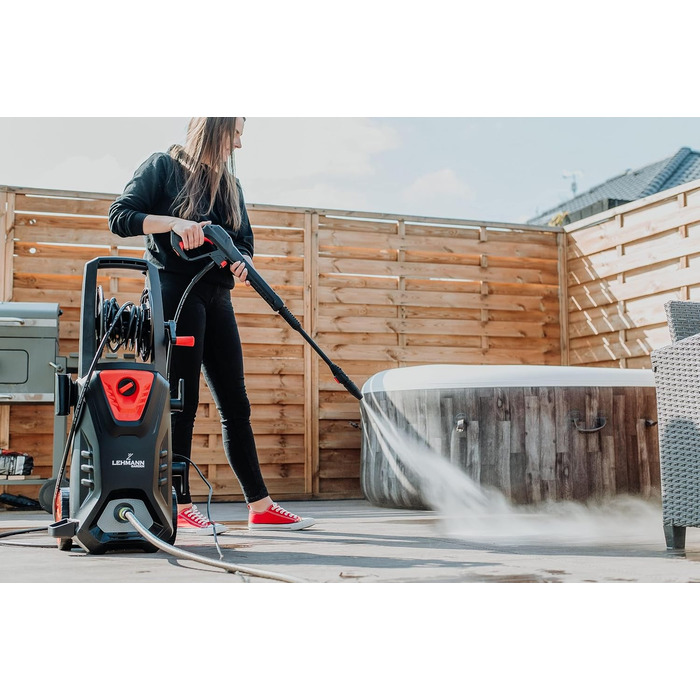 Високотискний мийник Lehmann з алюмінієвим насосом, 240 бар, 480 л/год, 2200 Вт, шланг 10м, компактний очисник площ (Missouri)