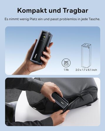 Powerbank Baseus EnerGeek 145W 20800mAh з 2x USB-C PD 3.0 (100W) для ноутбуків, MacBook, iPhone, Samsung, SteamDeck, Digital Display