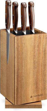 Поворотний магніт Блок ножів з дерева акації зі щетиною - Ножовий блок без наконечників Дерев'яні для кухонних ножів Кухарські ножі Кухонні столові прибори