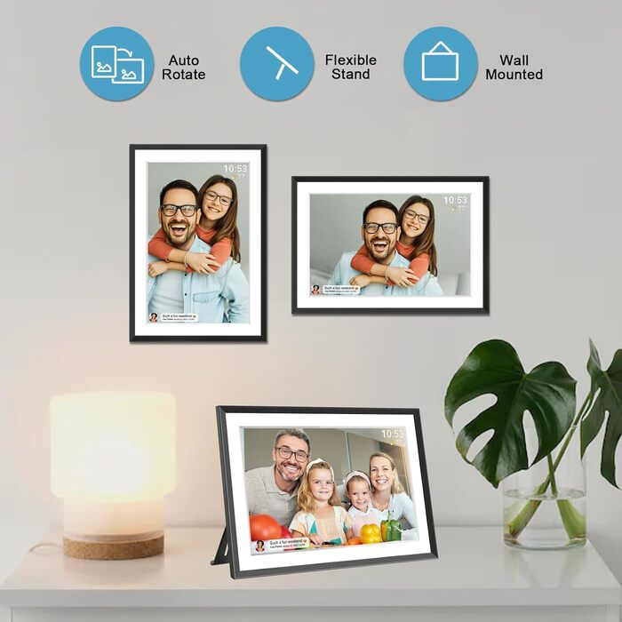 Цифровий фоторамка Frameo з Wi-Fi, 10.1 дюйма, 32GB, сенсорний екран, авто-обертання, підтримка Frameo App