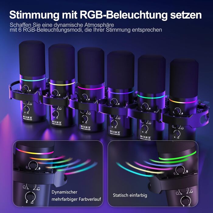 Сокодокс XLR/USB мікрофон з підставкою, мікрофон для стрімінгу з шумозаглушенням, регулятором гучності, мікрофон для подкастів, студії, геймінгу та запису