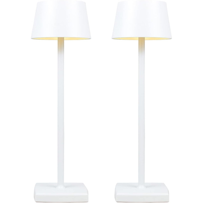 Настільна лампа бездротова 2 шт., 6000mAh, цинковий сплав, IP54, регулювання яскравості, тепле світло, для дому та закладу