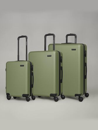 Набір валіз Smartbox Hartschalen 3-в-1 для жінок та чоловіків | Легкі та міцні валізи з ABS-пластику | 4 колеса та кодовий замок (Edition 05) (Оливковий, Набір валіз (3-в-1))