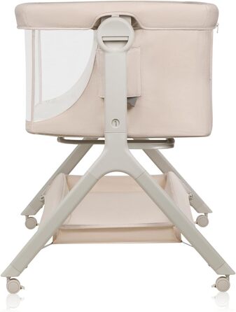 Дитяче ліжко Lionelo Leonie Plus 3 в 1: ліжко, коліска, ліжко-приліжко з регулюванням висоти, сітчасті стінки, знімною бічною панеллю та коліщатками з гальмом. Бежевий колір.