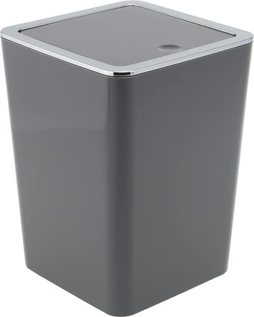 Косметичне відро Savona серії bremermann для ванної кімнати з відкидною кришкою, пластикове відро для ванни об'ємом 5,5 літра (сірого кольору, квадратної форми)