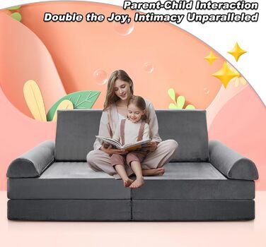 Дитяче м'яке диван-конструктор SUNYRISY Funzy 10 елементів, сірий. Модульний диван-конструктор для дитячої кімнати, зручна кутова зона, виготовлений з пінопласту.