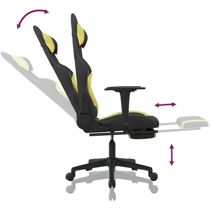 Ігрове крісло VidaXL з масажною підставкою для ніг світло-зелене