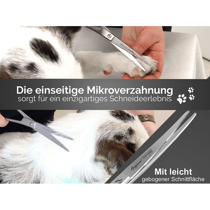 Ножиці для стрижки собак виробництва компанії Золінгер Ножиці для стрижки собак, зроблені в Німеччині вигнуті ножиці для стрижки собак, кішок, домашніх тварин з одностороннім мікрозубчатим покриттям Ножиці для стрижки собак з нержавіючої сталі вигнуті нож