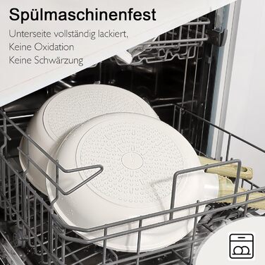 Набір посуду GipP 22 шт. з керамічним покриттям, антипригарний, для миття в посудомийній машині, без PFAS, білий